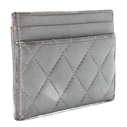 Chanel Metallic Caviar Quilted Card Holder Silver 2 of 10