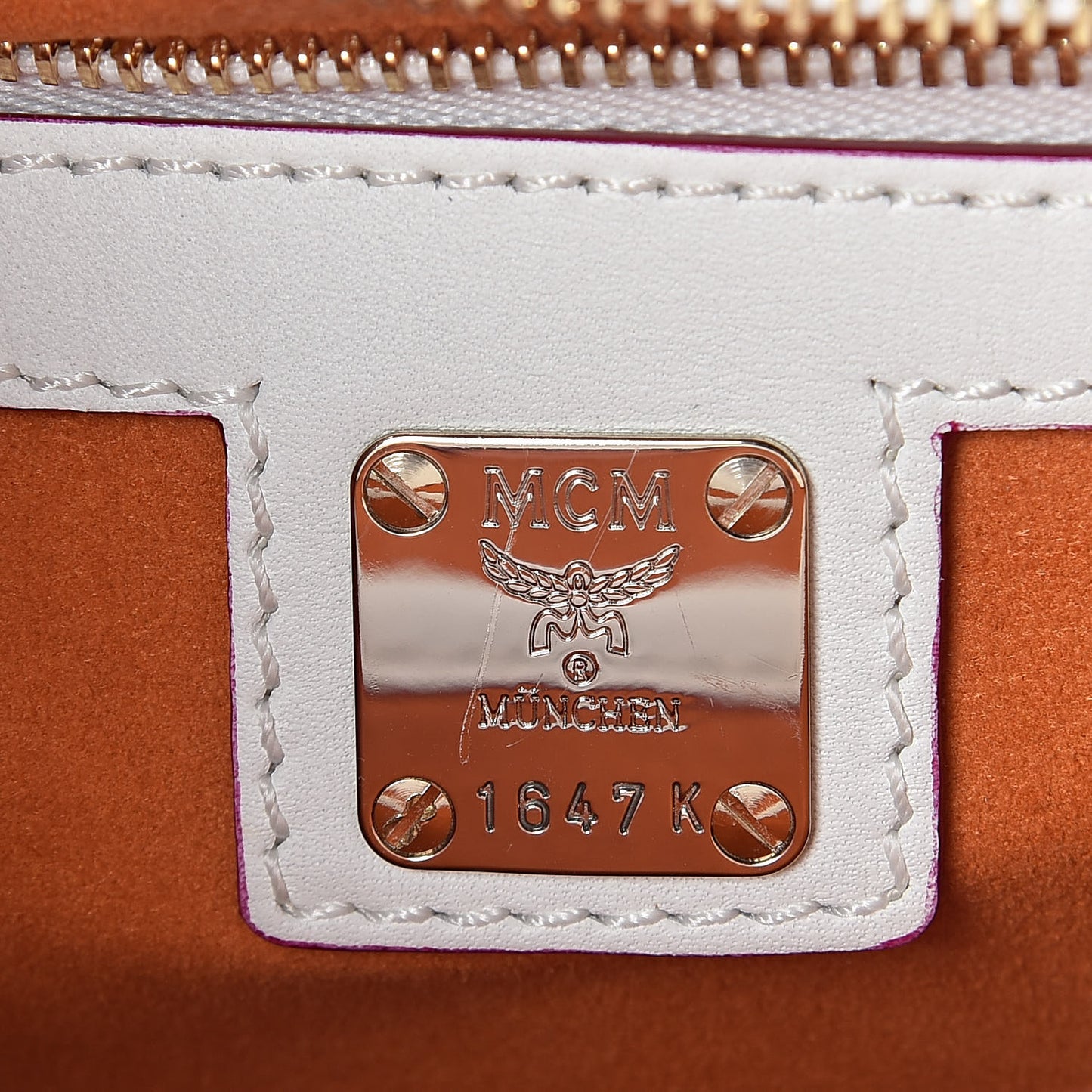 Visetos Small Patricia Satchel Cognac White