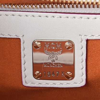 MCM Visetos Small Patricia Satchel Cognac White 7 of 9