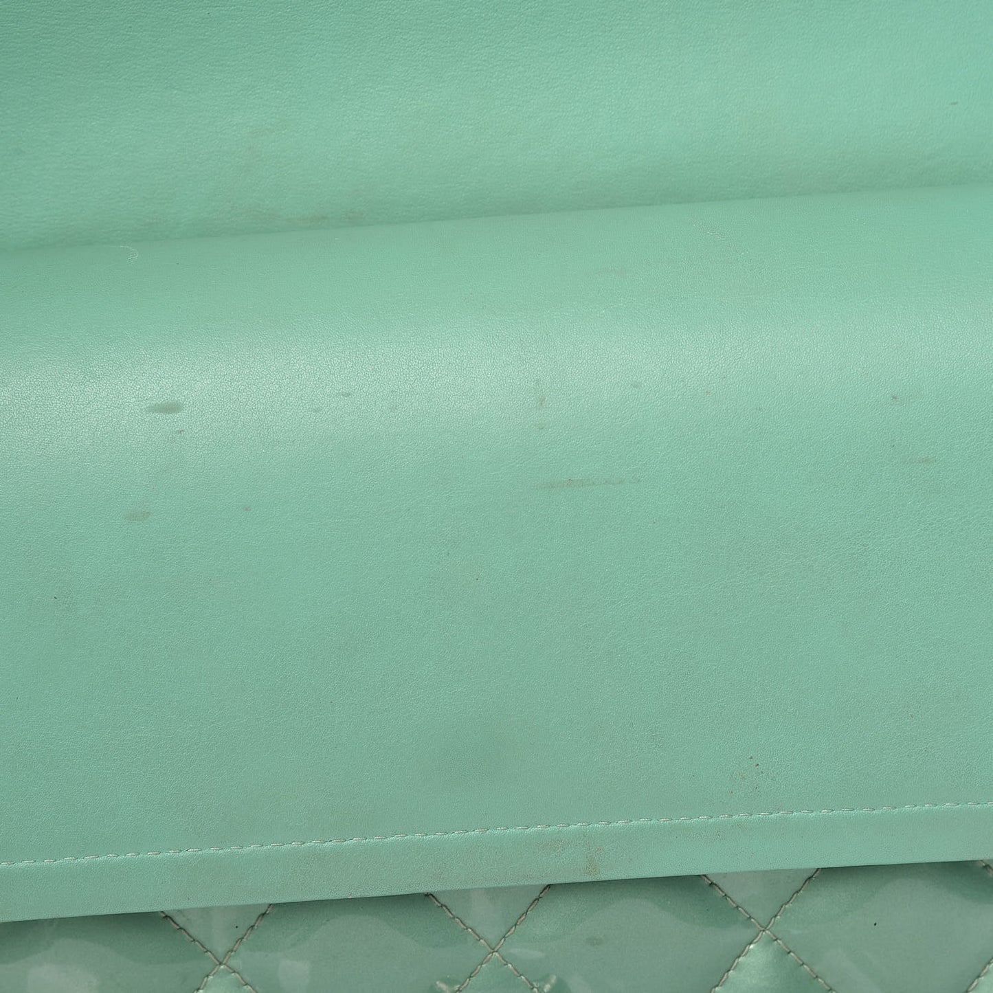 Patent Quilted Jumbo Double Flap Green