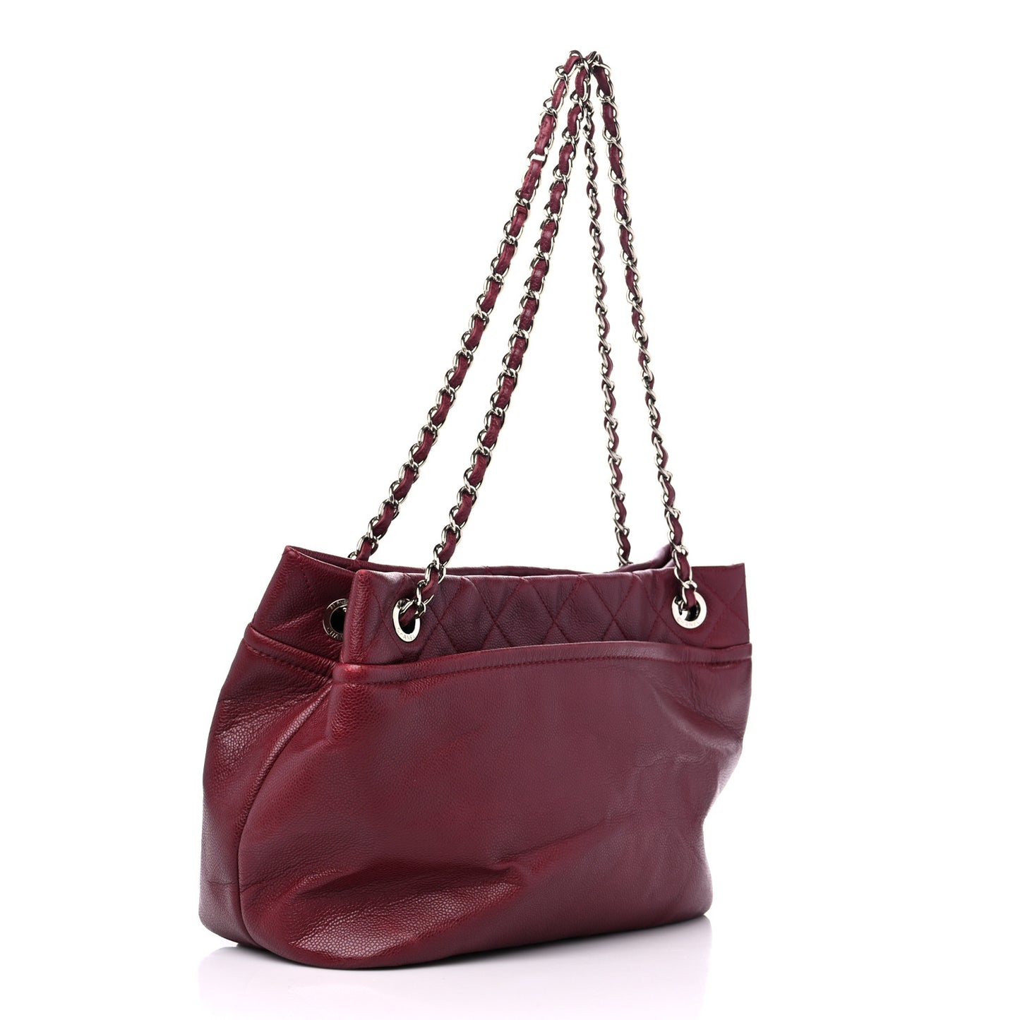 Caviar Quilted Large Timeless CC Soft Tote Dark Red