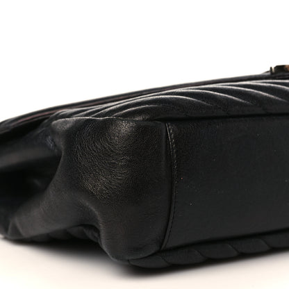 Saint Laurent Sheepskin Matelasse Chevron Monogram Large College Satchel Black 8 of 9