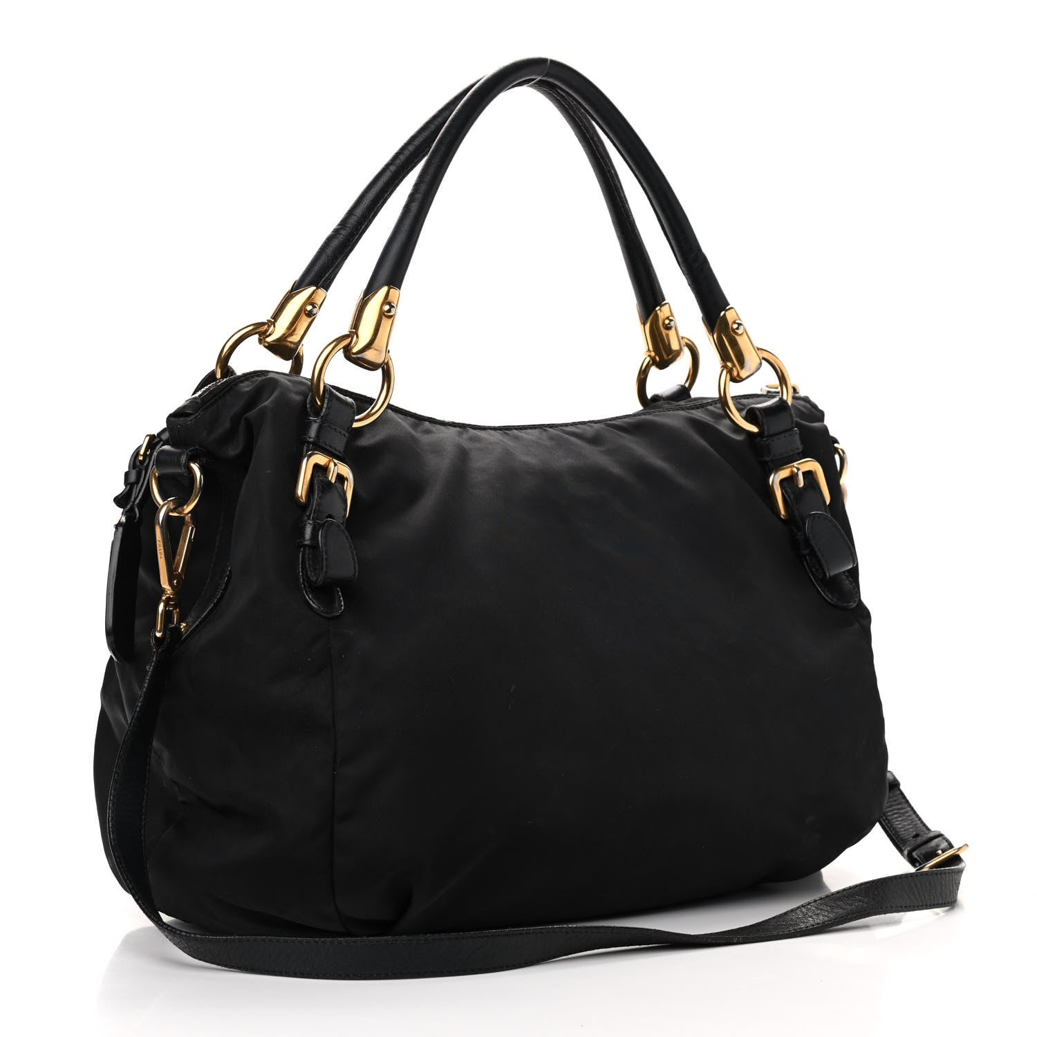 Prada Tessuto Nylon Soft Calfskin Tote Black 3 of 23