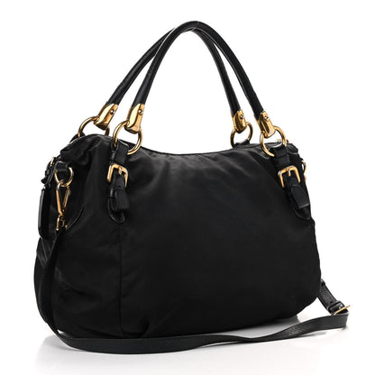 Prada Tessuto Nylon Soft Calfskin Tote Black 3 of 23