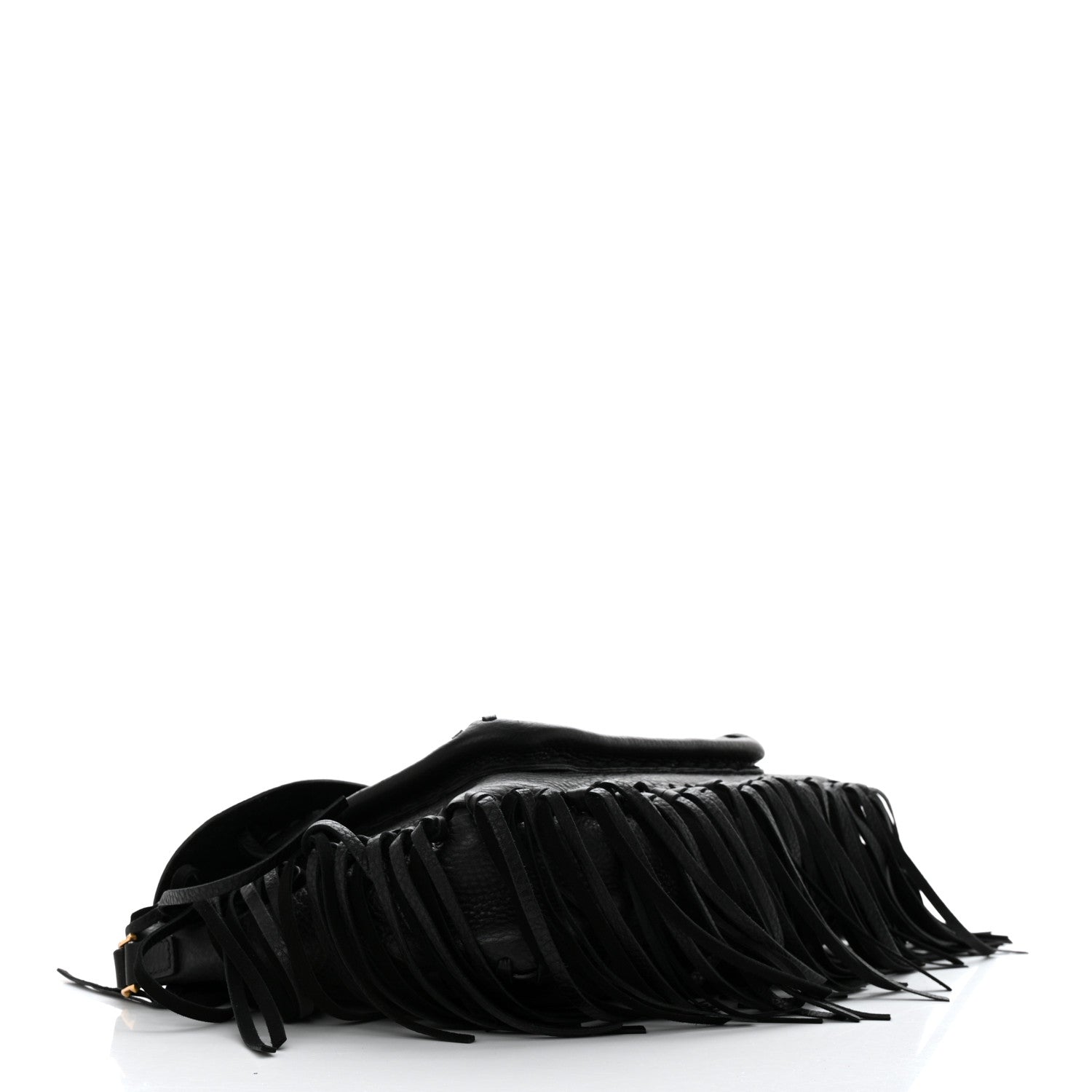 Valentino Garavani Grained Calfskin C Rockee Scarab Fringe Shoulder Bag Black 4 of 10