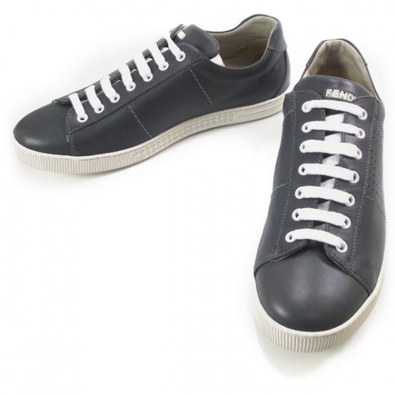 Fendi Vitello Perforated Sneakers 8 Grigio 1 of 8