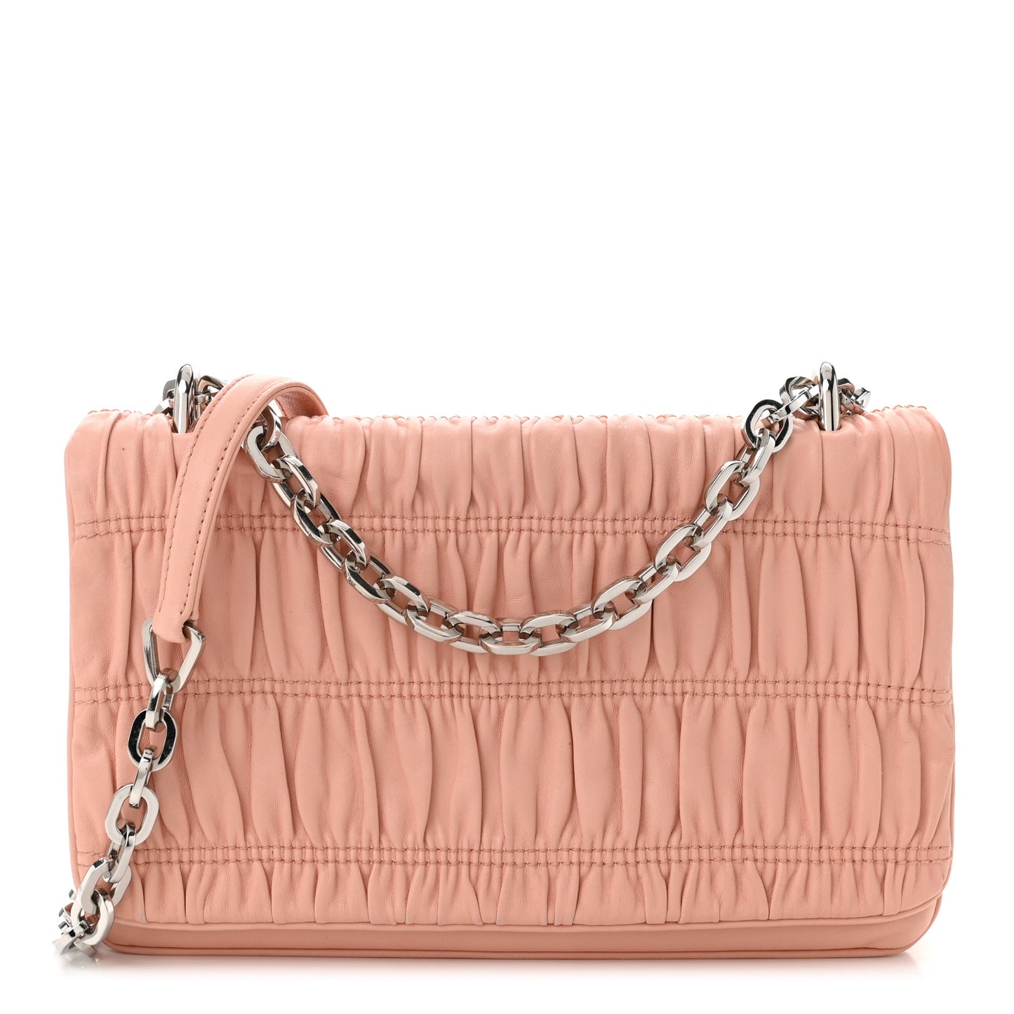 Nappa Gaufre Chain Shoulder Bag Pesca
