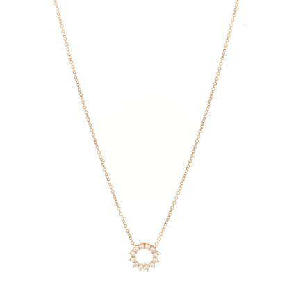 Tiffany 18K Rose Gold Diamond Mini Open Circle Pendant Necklace 1 of 6