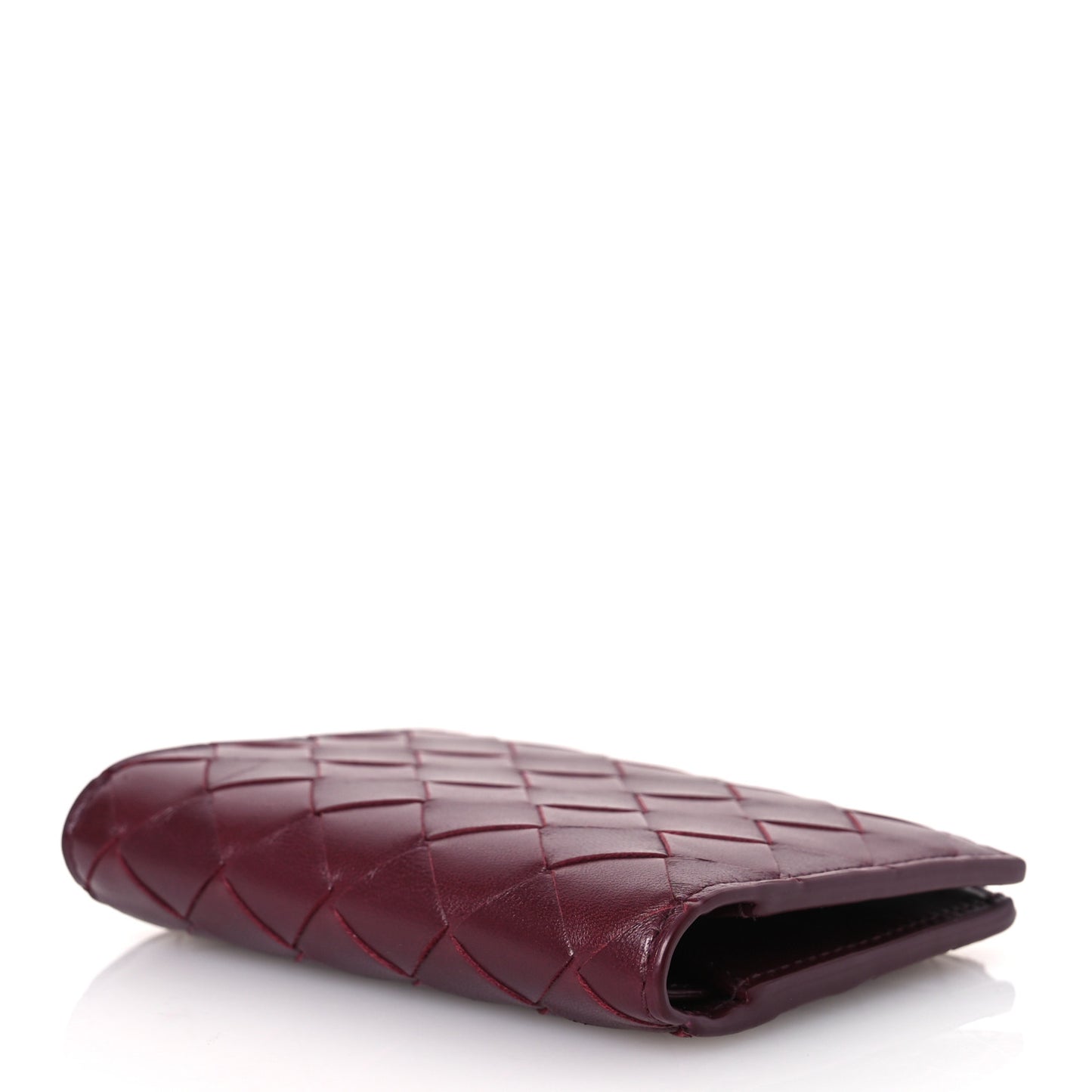 Nappa Intrecciato Small Bi-Fold Zip Wallet Barolo