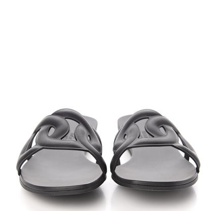 Hermes Rubber Aloha Sandals 39 Black 2 of 8