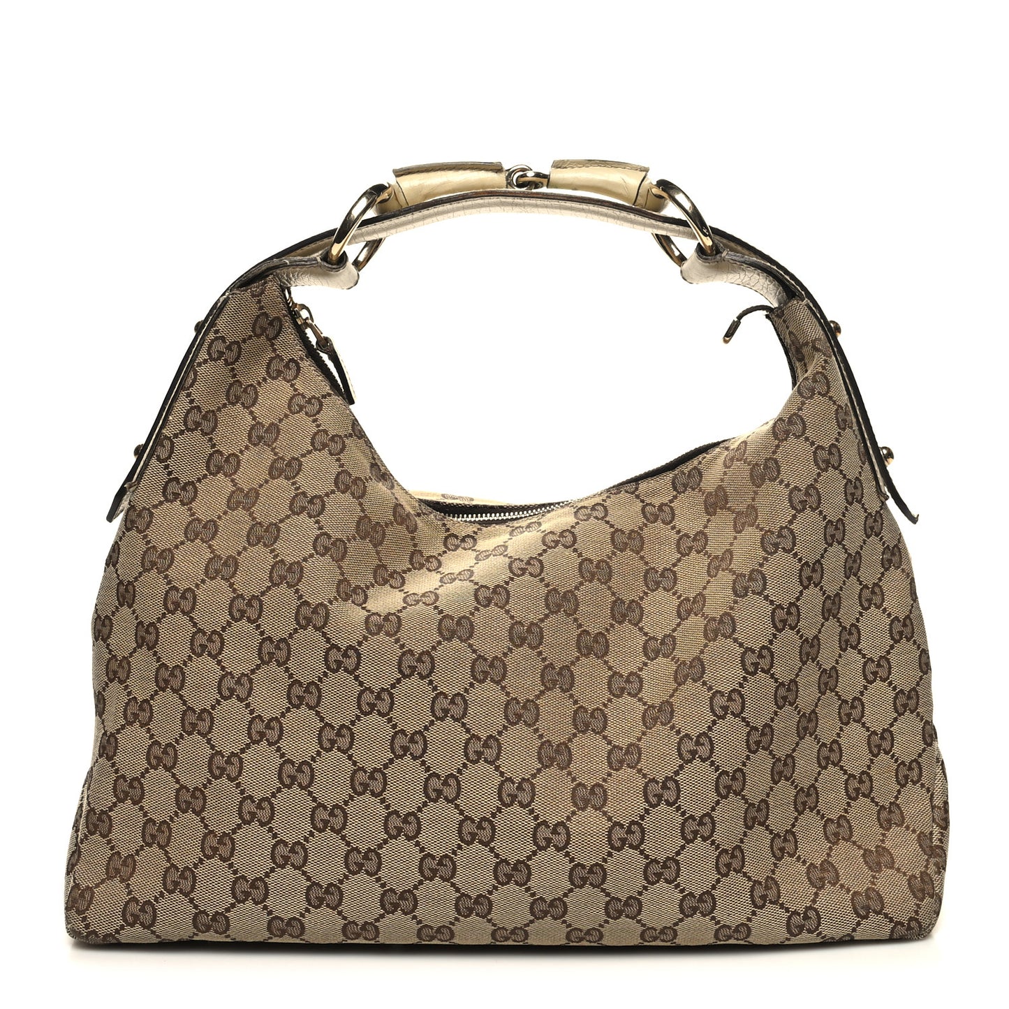 Monogram Medium Horsebit Chain Hobo Off White