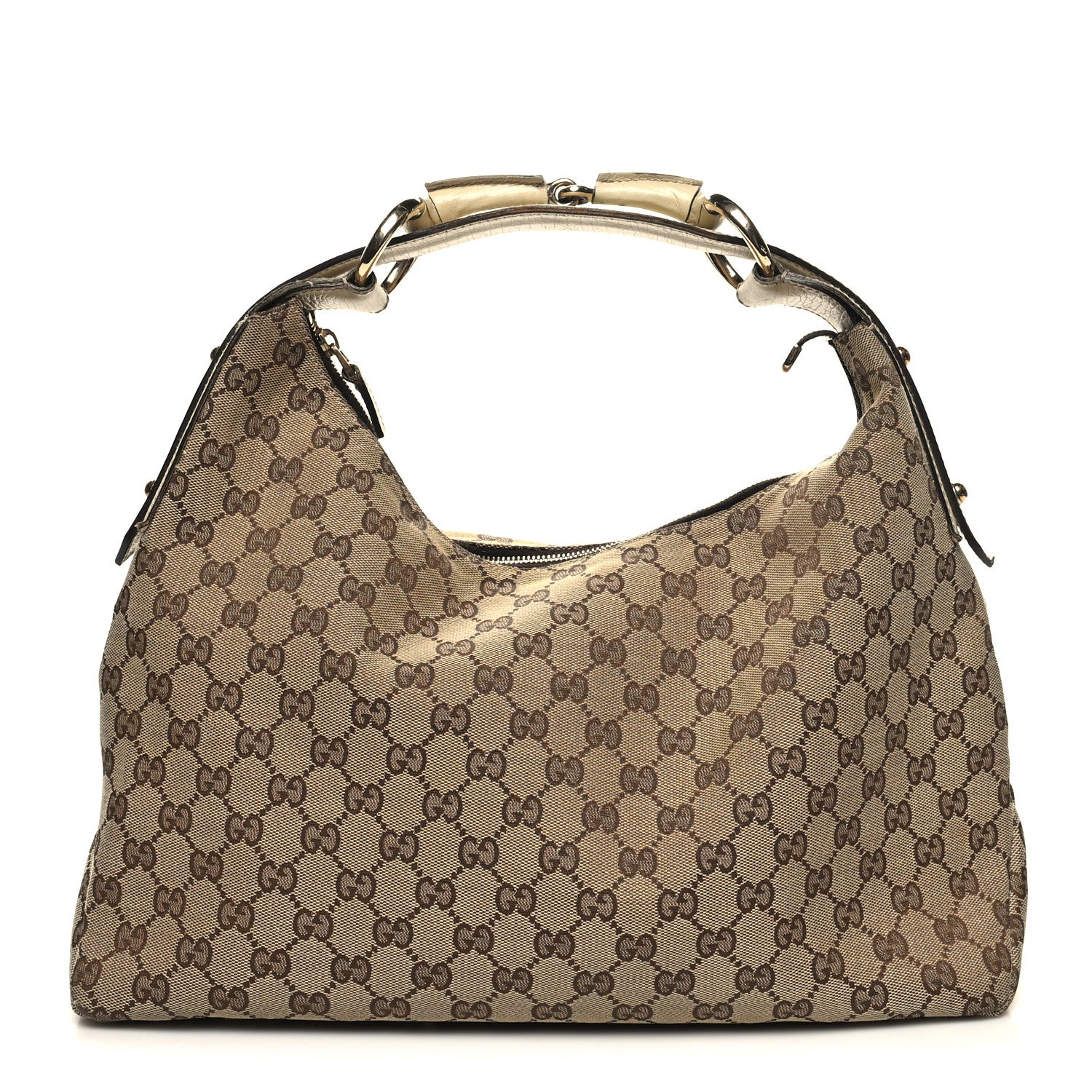 Gucci Monogram Medium Horsebit Chain Hobo Off White 1 of 12