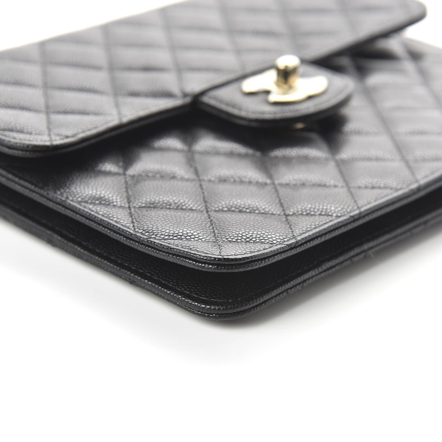 Caviar Quilted Square Flap Clutch Black