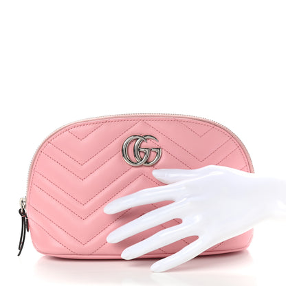 Gucci Calfskin Matelasse Large GG Marmont Pouch Cosmetic Case Wild Rose 2 of 7