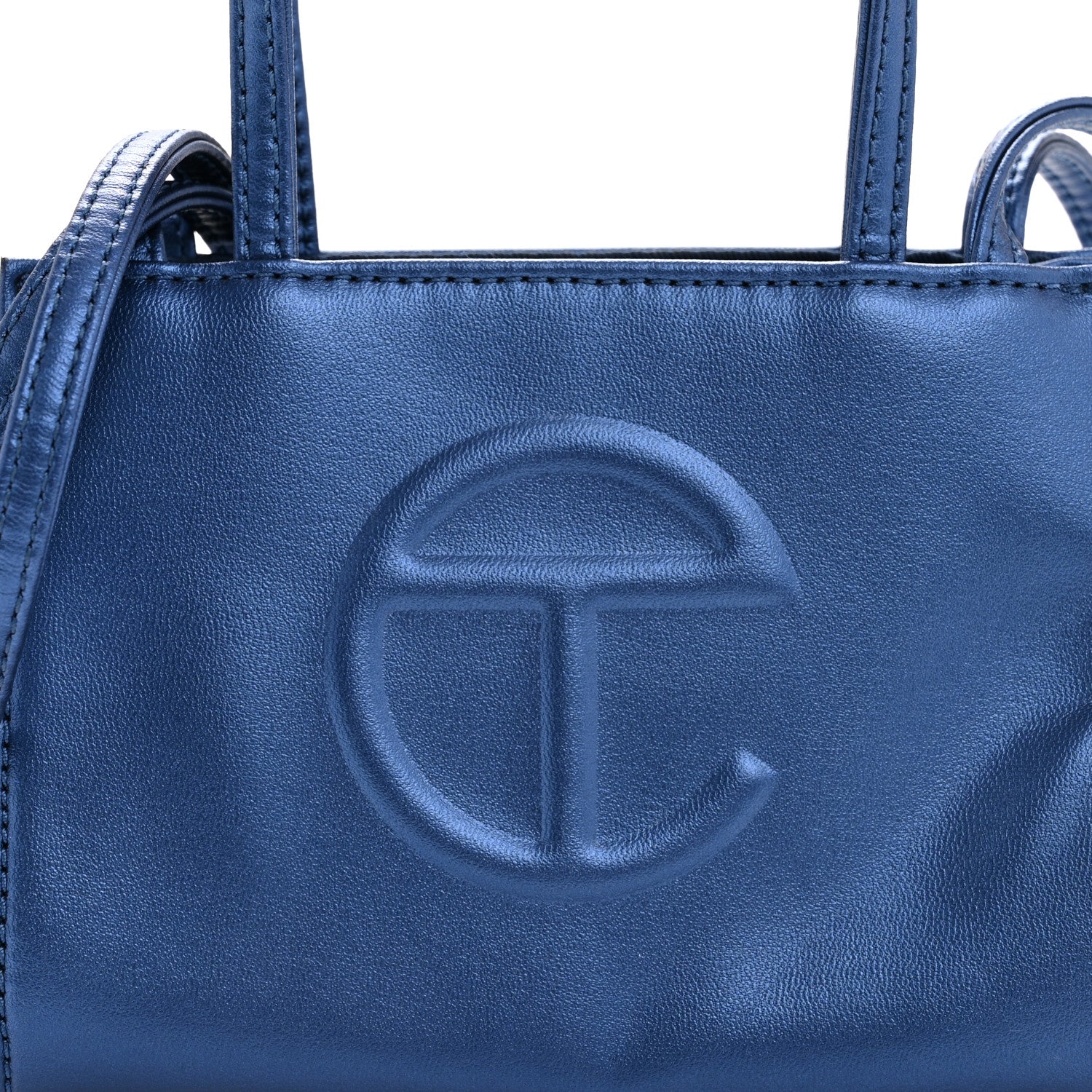 Telfar Metallic Vegan Leather Small Shopping Bag Cobalt 20 of 31