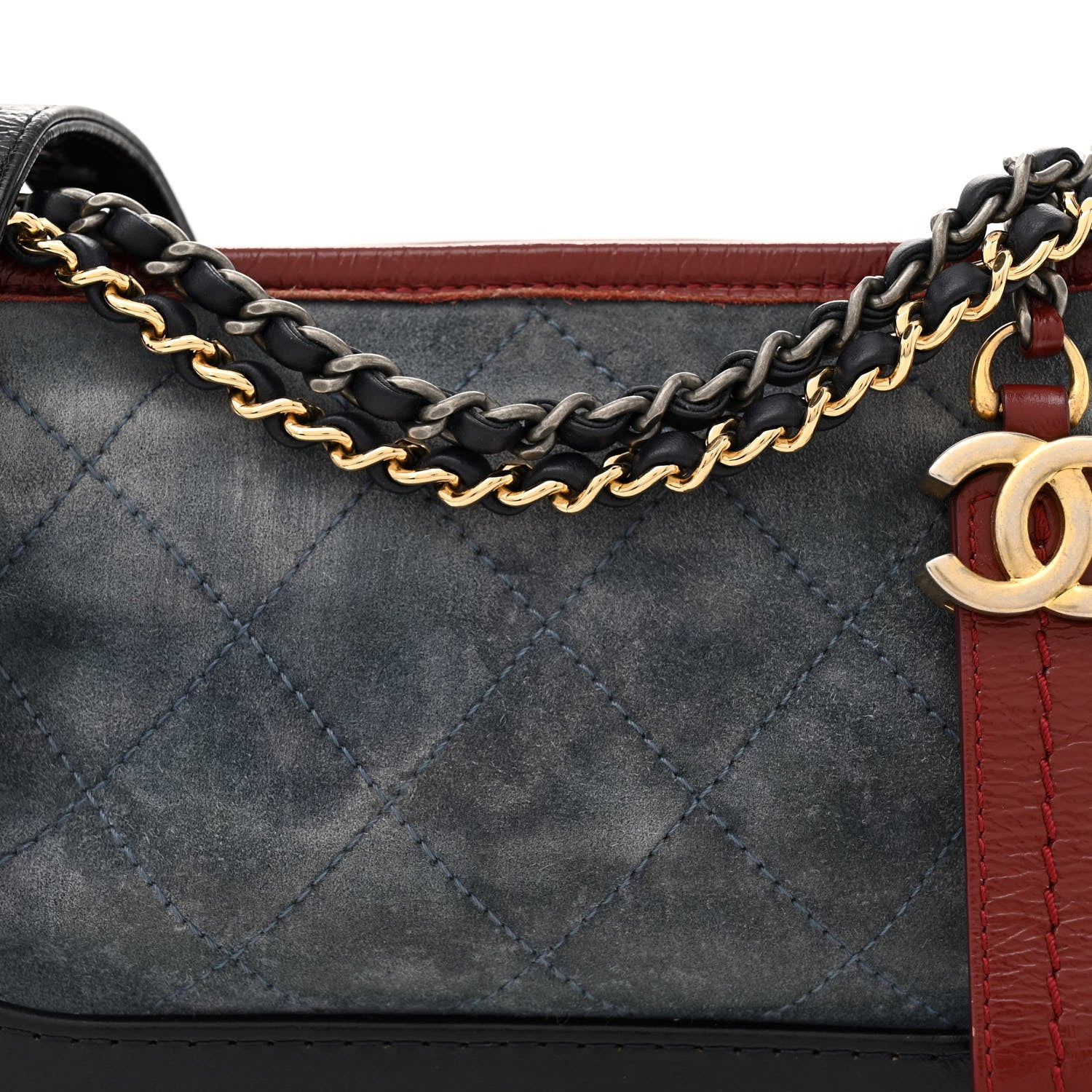 Chanel Suede Calfskin Quilted Small Gabrielle Hobo Blue 8 of 12