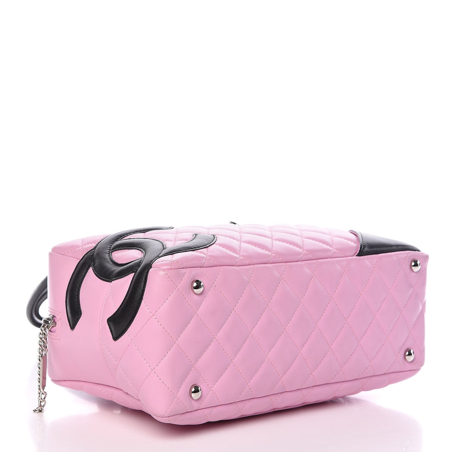 Calfskin Quilted Large Cambon Bowler Pink Black