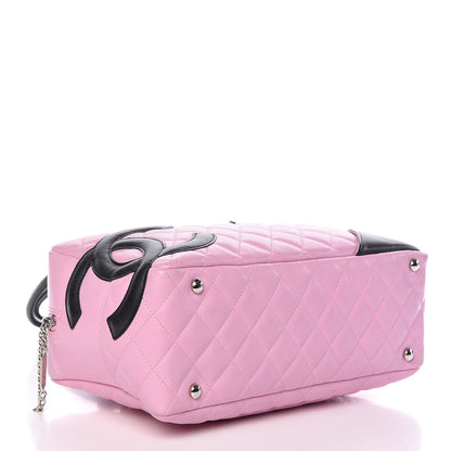 Chanel Calfskin Quilted Large Cambon Bowler Pink Black 4 of 21