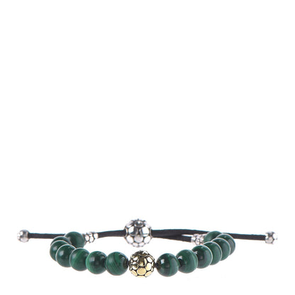 John Hardy Sterling Silver 18K Yellow Gold Malachite Dot Bead Bracelet 1 of 5