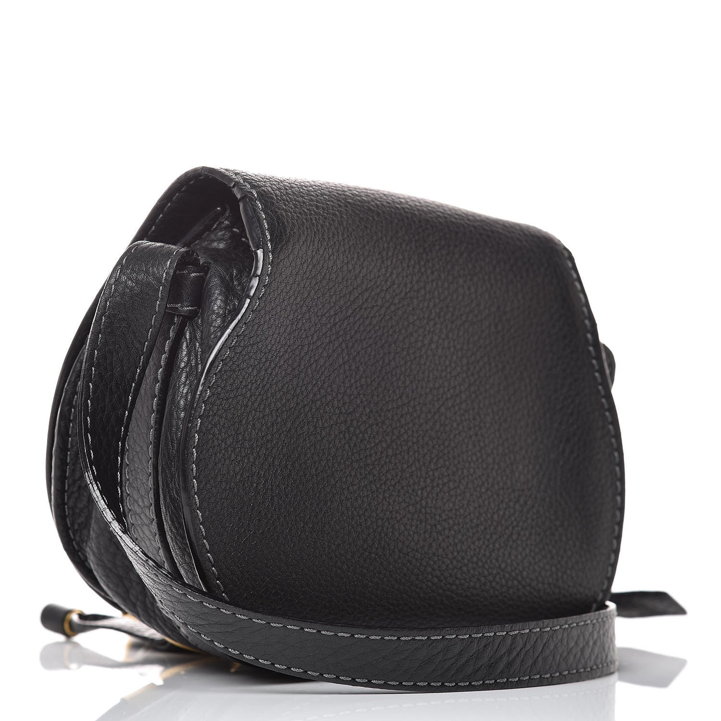 Calfskin Mini Marcie Round Crossbody Bag Black
