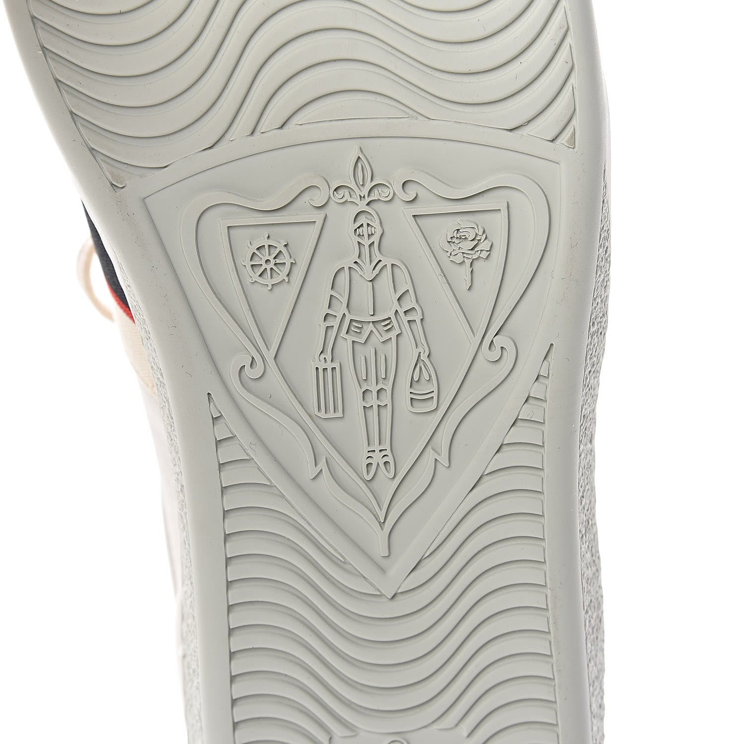 Gucci Calfskin Stripe Womens New Ace Sneakers 38 New Mystic White Ecru Red Flame 8 of 12
