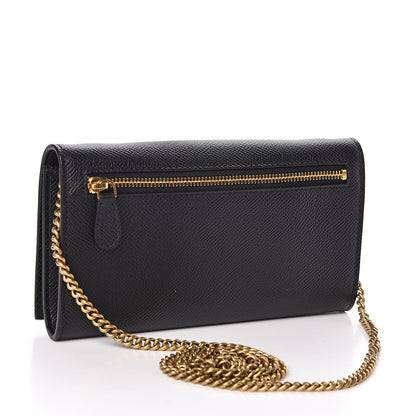 Balenciaga Signature Grained Calfskin Logo Ville Wallet on Chain Black 3 of 10