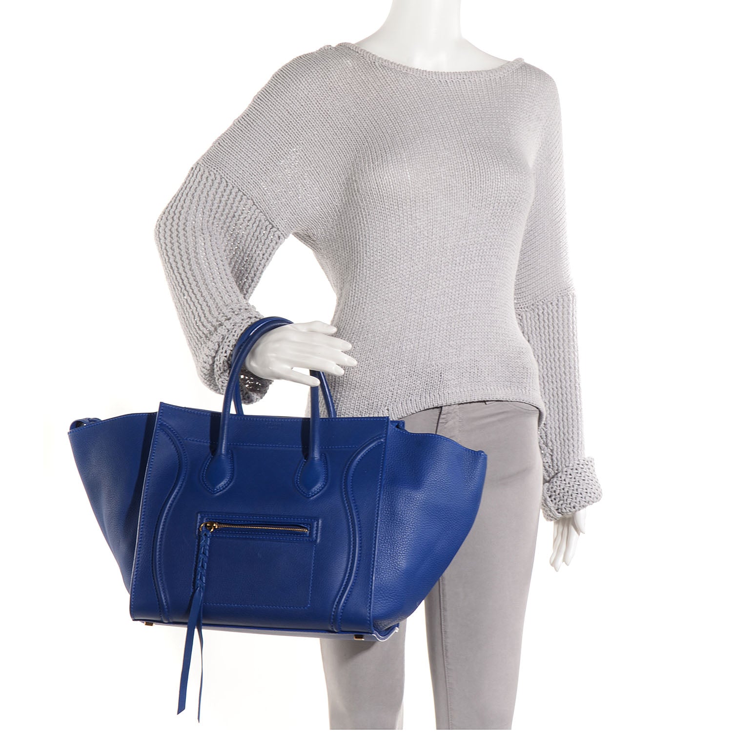 Celine Supple Calfskin Medium Phantom Luggage Royal Blue 2 of 9