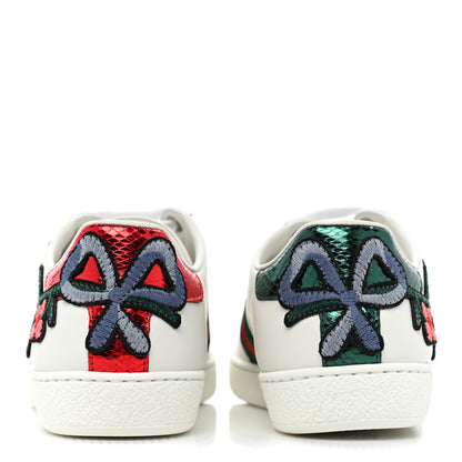 Gucci Calfskin Web Floral Embroidered Womens Ace Sneakers 37 White 4 of 10