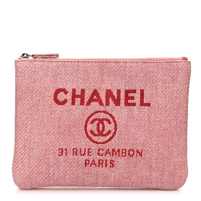 Chanel Woven Straw Raffia Small Deauville Pouch Pink 1 of 10