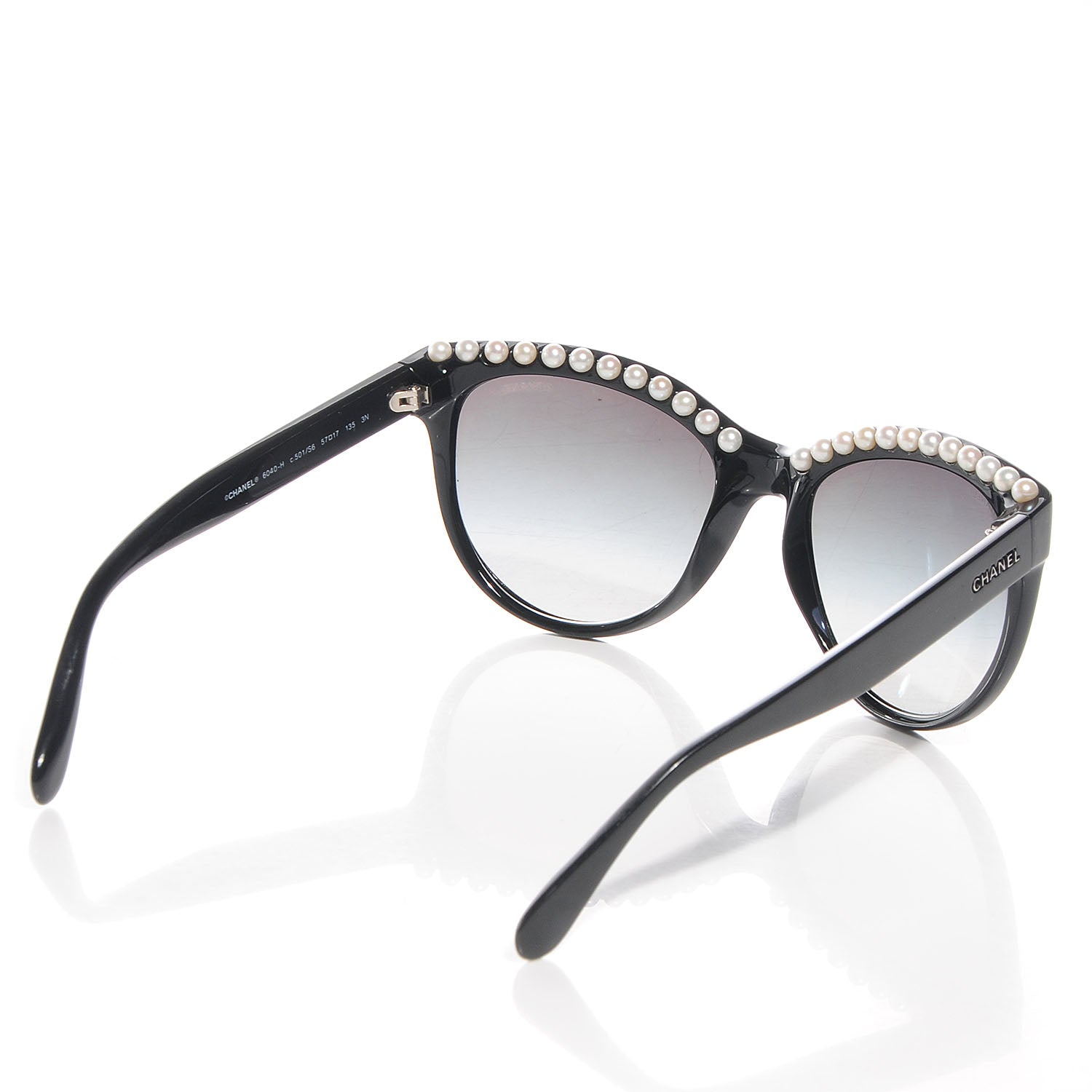 Chanel Freshwater Pearl Butterfly Sunglasses 6040 H Black 2 of 5
