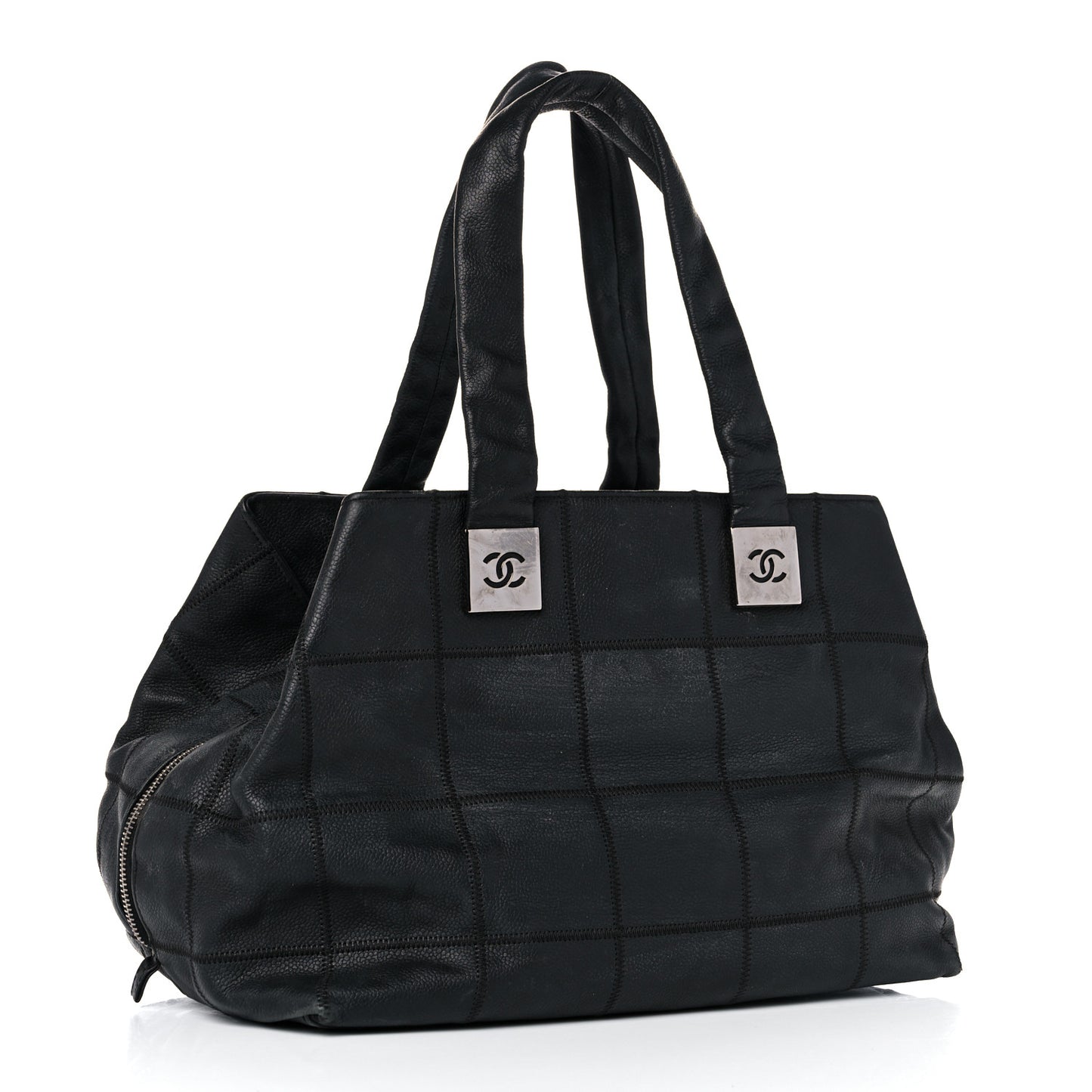 Caviar Square Stitched Tote Black