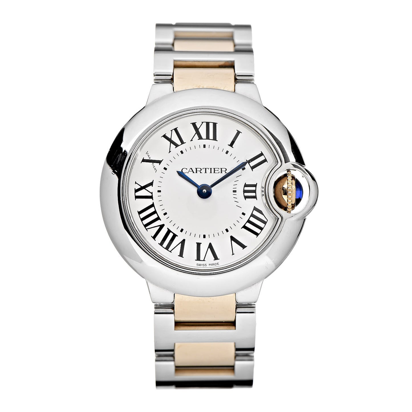 Stainless Steel 18K Yellow Gold 28mm Ballon Bleu De Cartier Quartz Watch