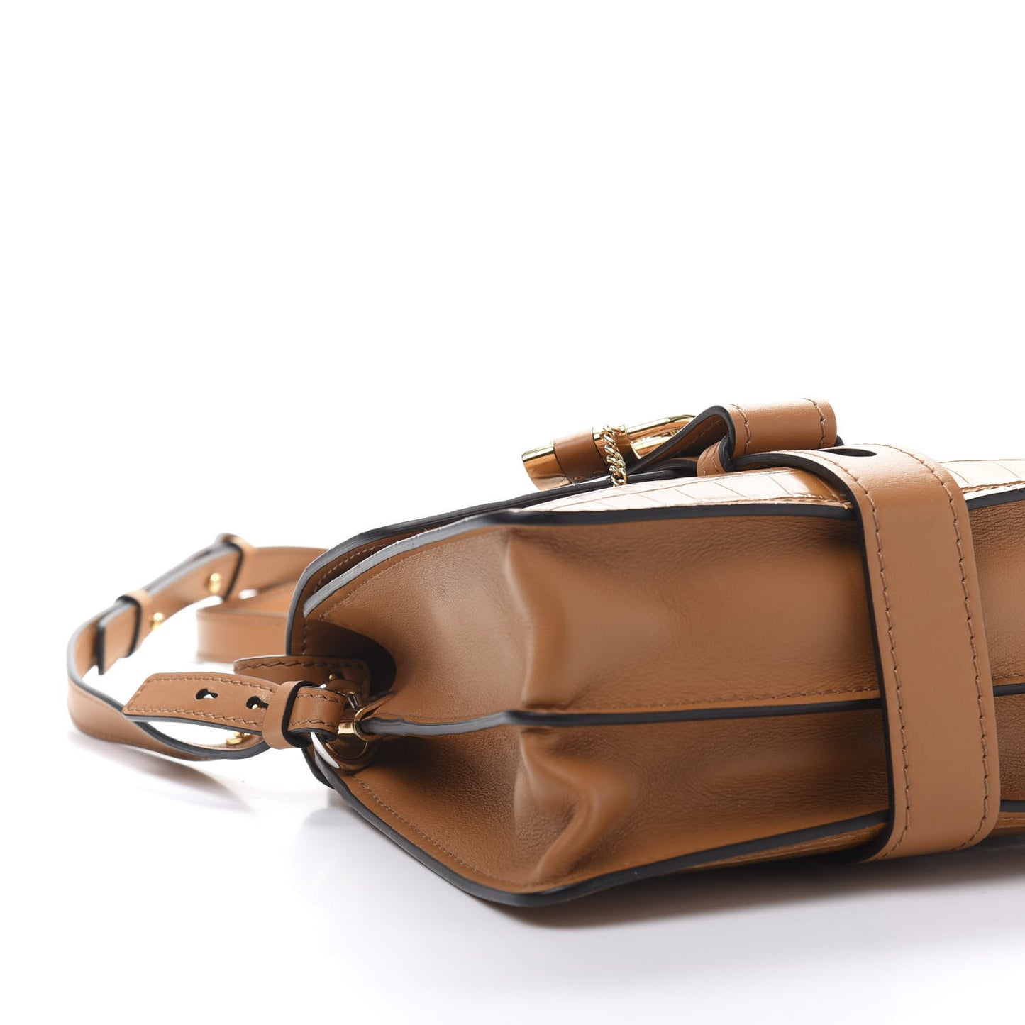 Calfskin Crocodile Embossed Small Aby Day Shoulder Bag Autumnal Brown