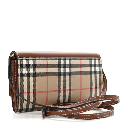 Burberry Calfskin Vintage Check Wallet With Detachable Strap Archive Beige Tan 3 of 10