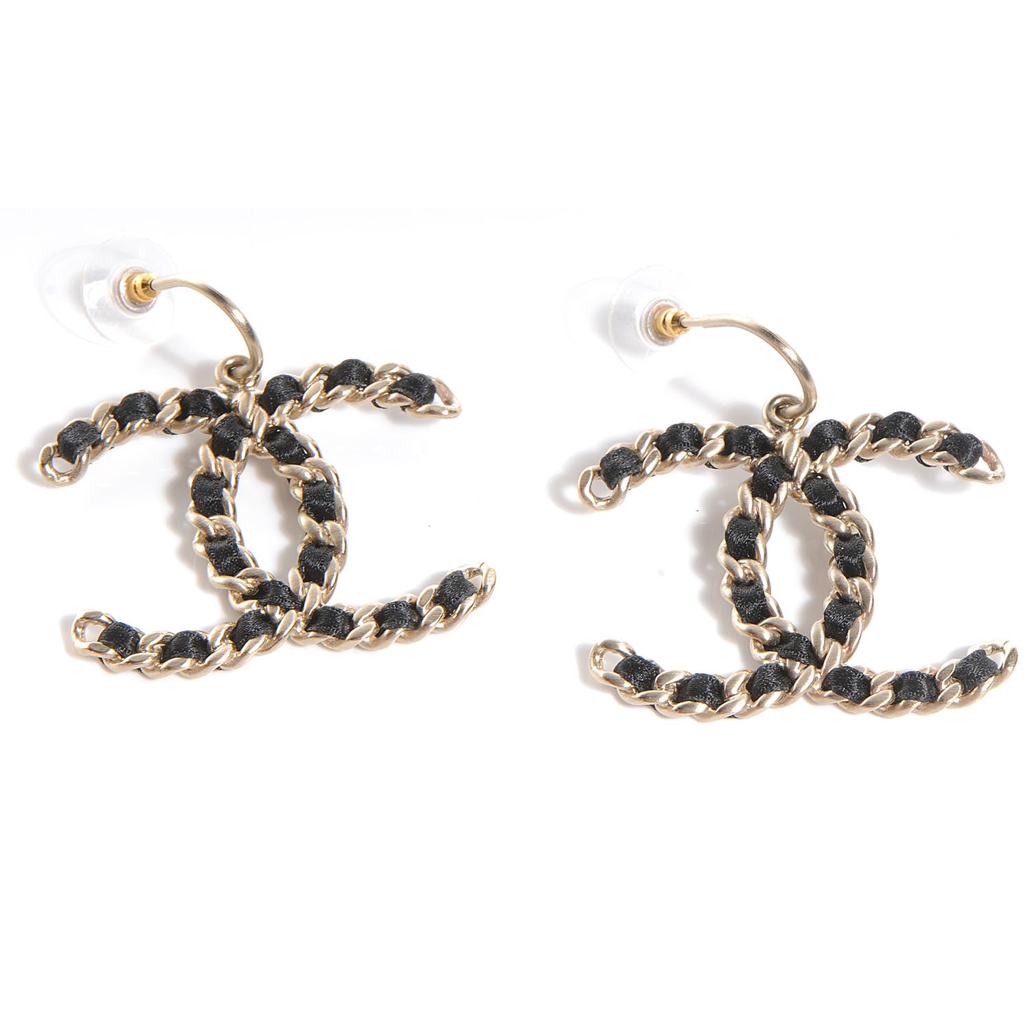 Chanel Satin CC Chain Earrings Light Gold 1 of 5