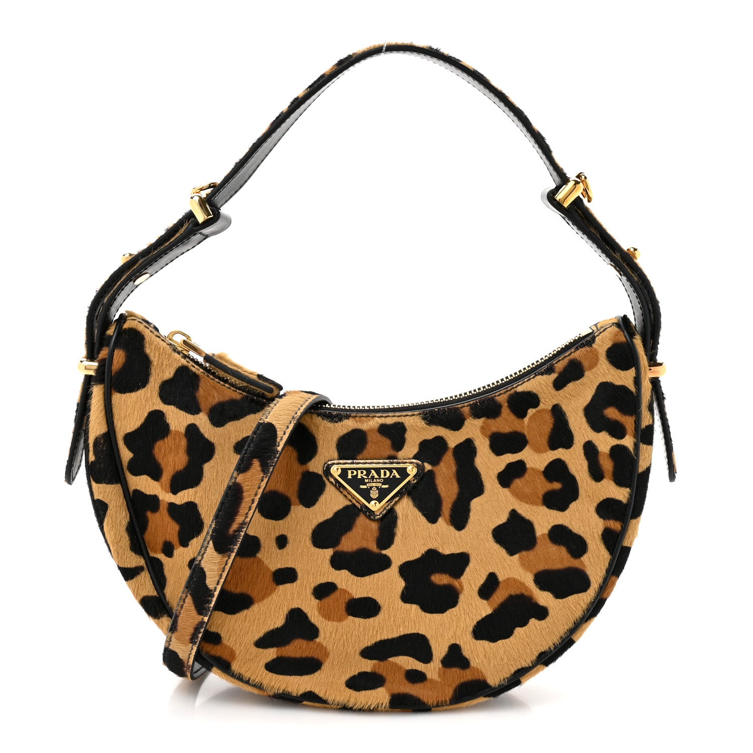 Prada Calf Hair Leopard Print Arque Shoulder Bag Honey 1 of 9