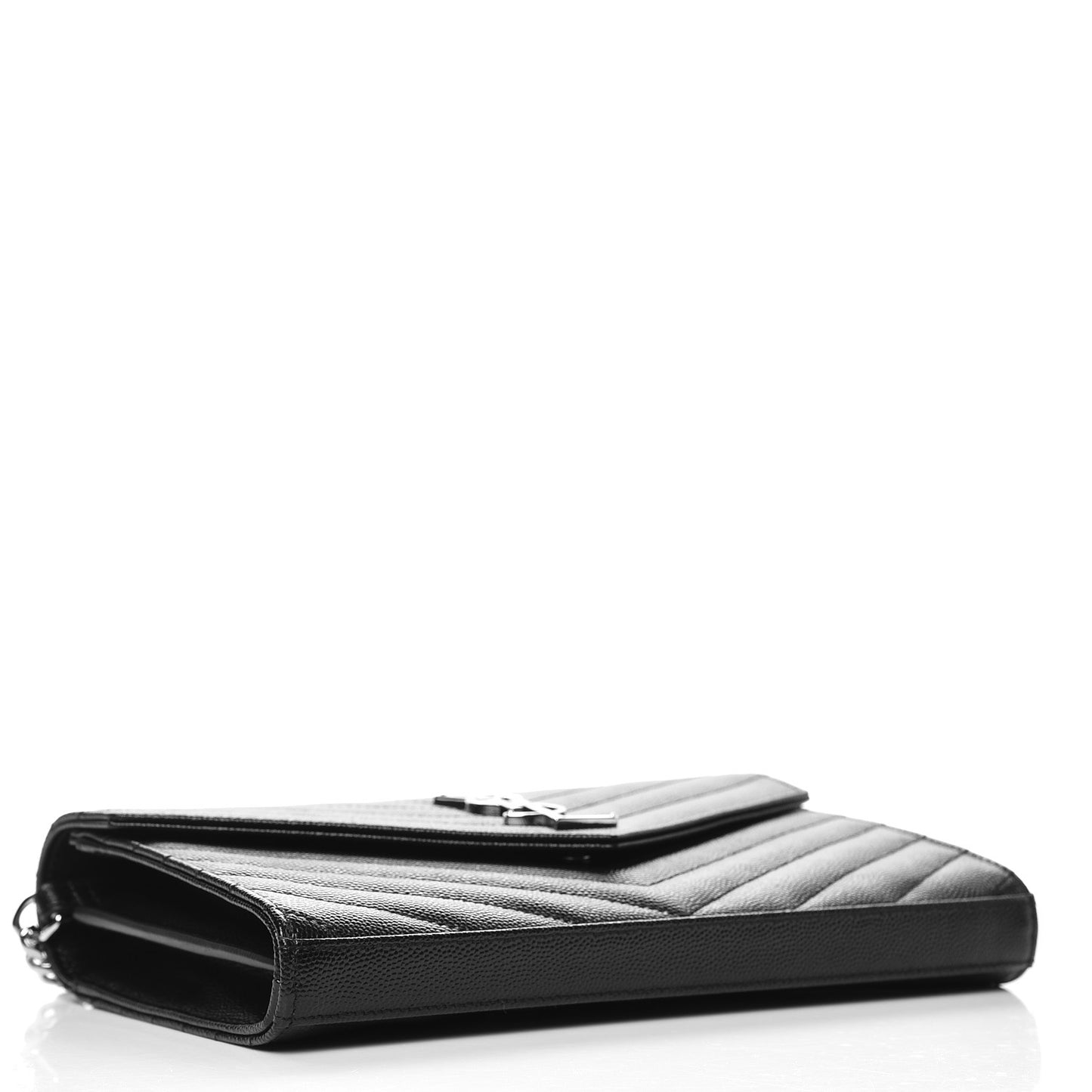 Grain De Poudre Matelasse Chevron Monogram Chain Wallet Black