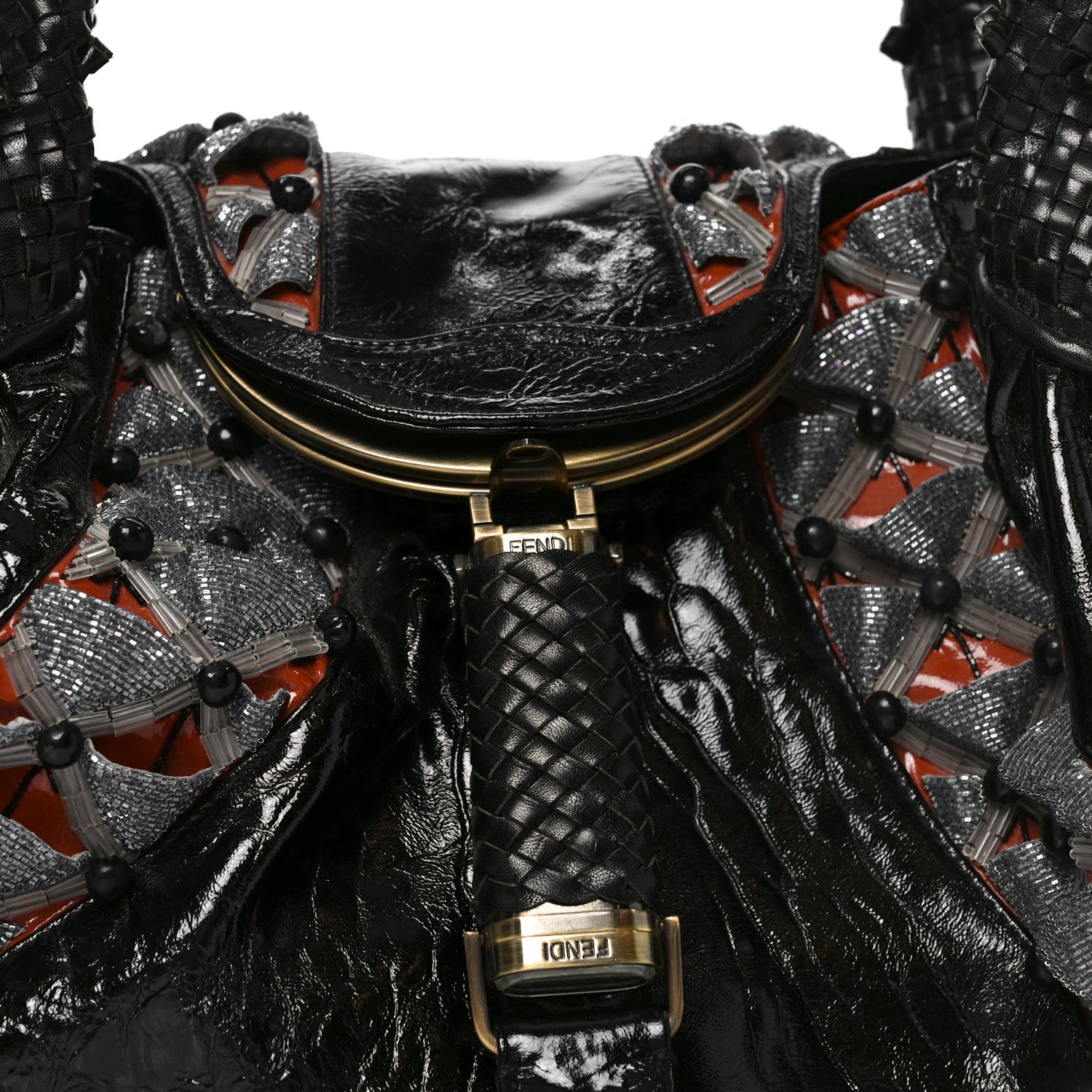 Fendi Crinkled Lambskin Embroidered Spy Black Multicolor 9 of 11