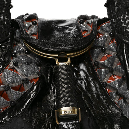 Fendi Crinkled Lambskin Embroidered Spy Black Multicolor 9 of 11
