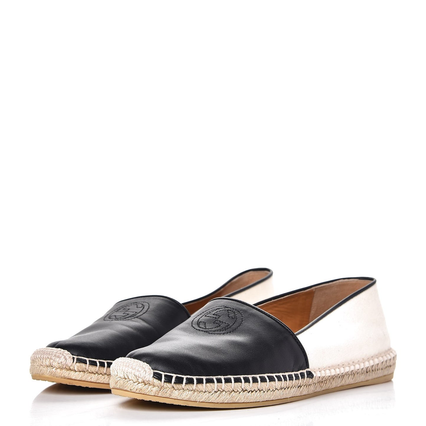 Nappa Canvas Espadrilles 38.5 Natural Black