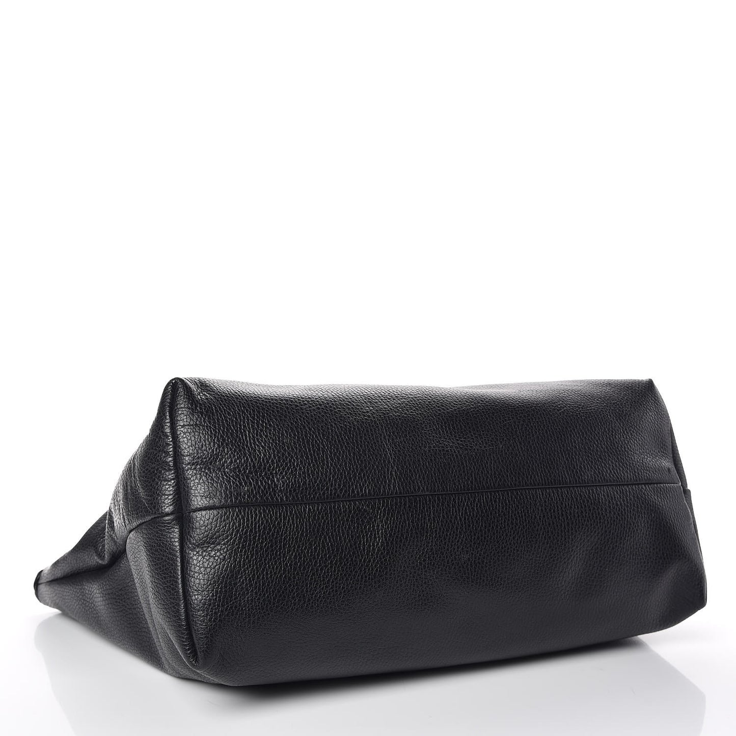 Pebbled Calfskin Large Bamboo Tassel Tote Black