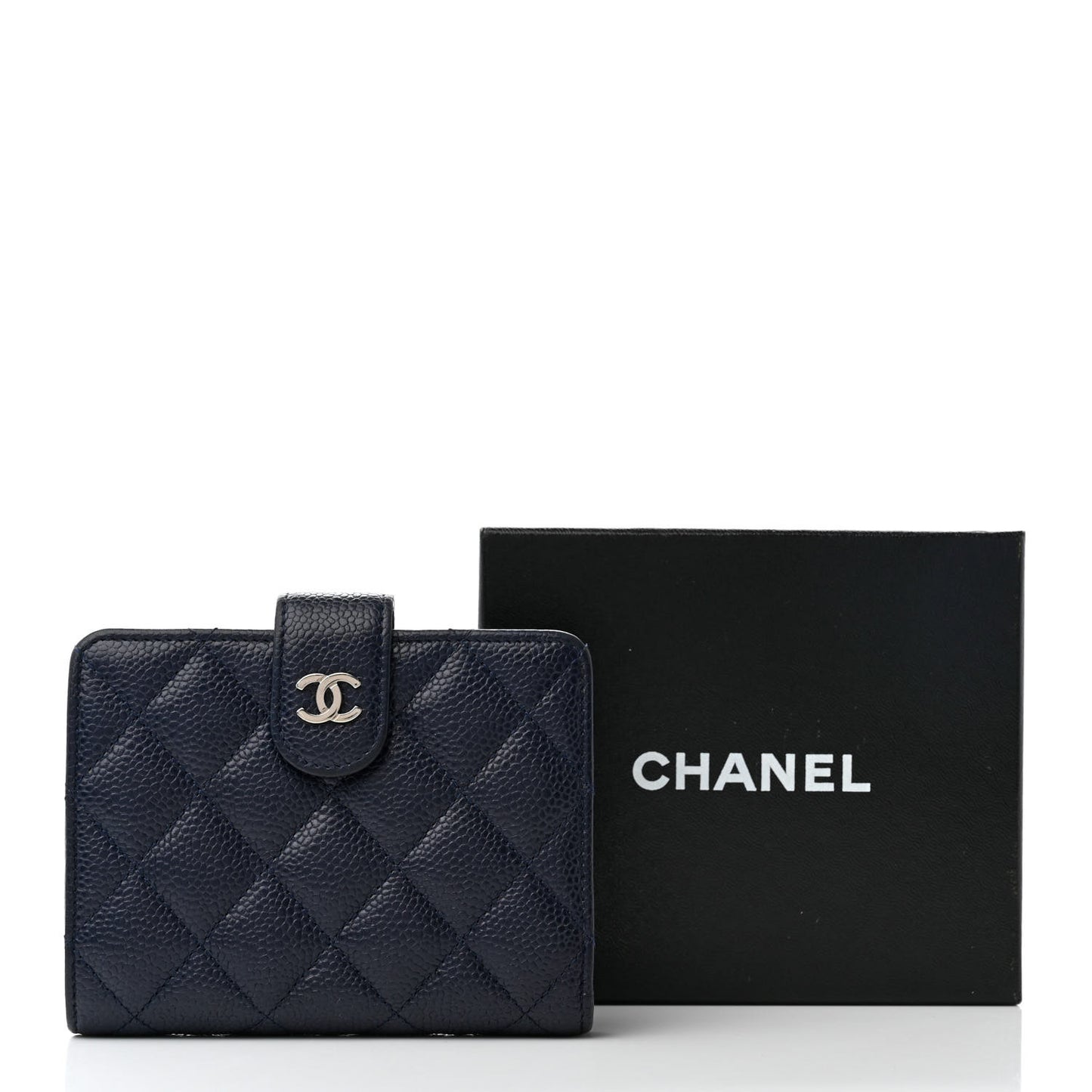 Caviar Quilted CC French Wallet Navy
