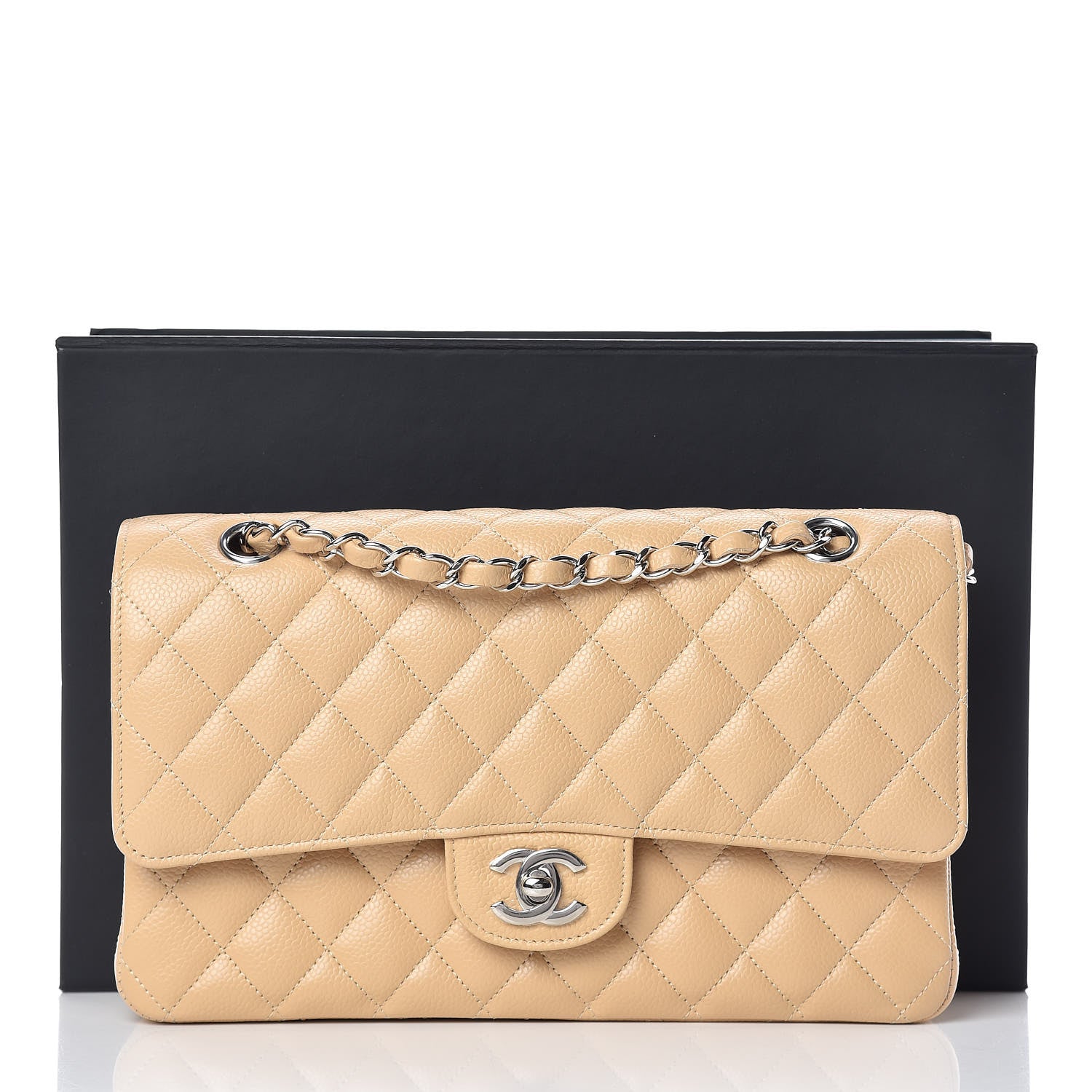 Chanel Caviar Quilted Medium Double Flap Beige Clair 10 of 10