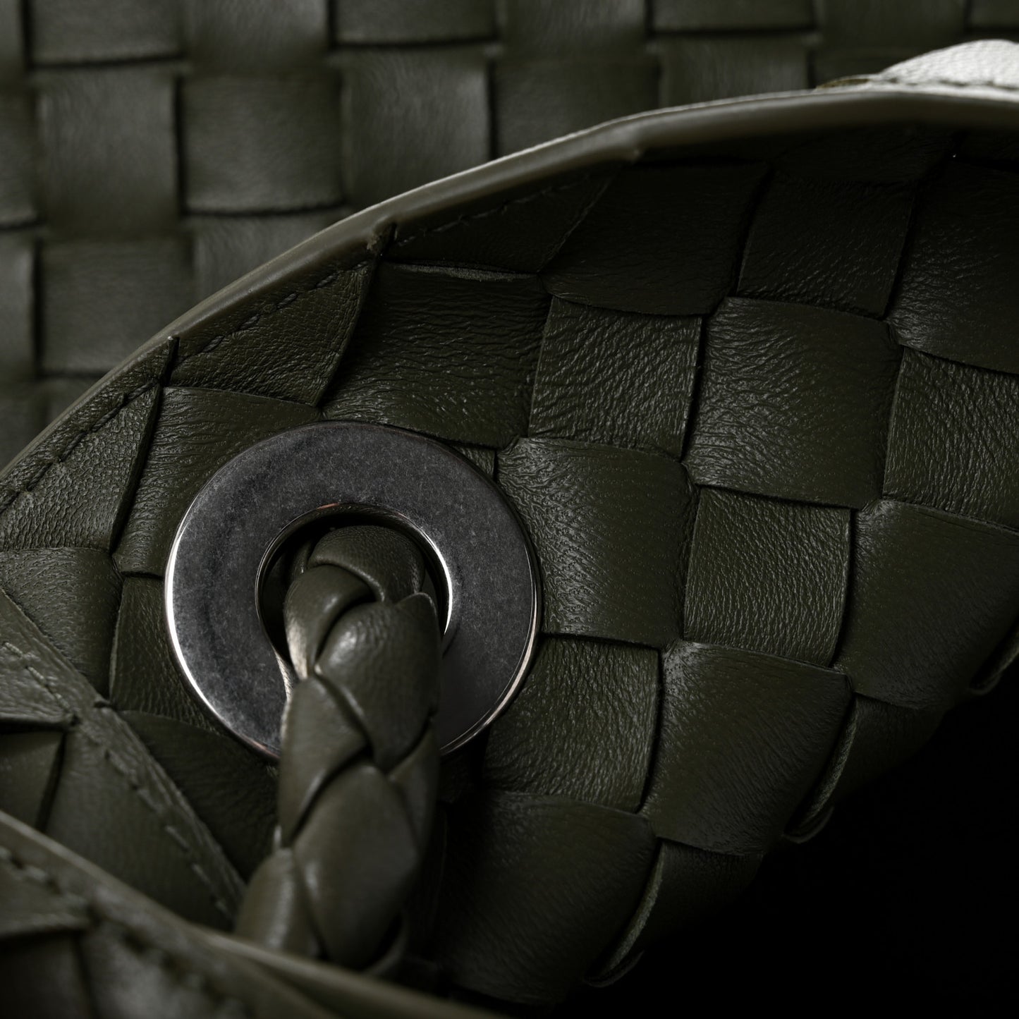 Nappa Intrecciato Large Andiamo Shoulder Bag  Aloe
