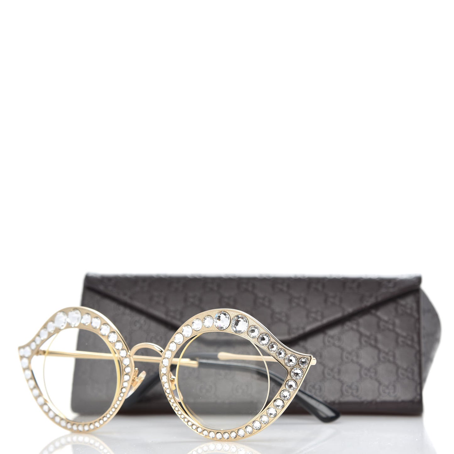 Metal Crystal Cat Eye Glasses GG0046S Gold