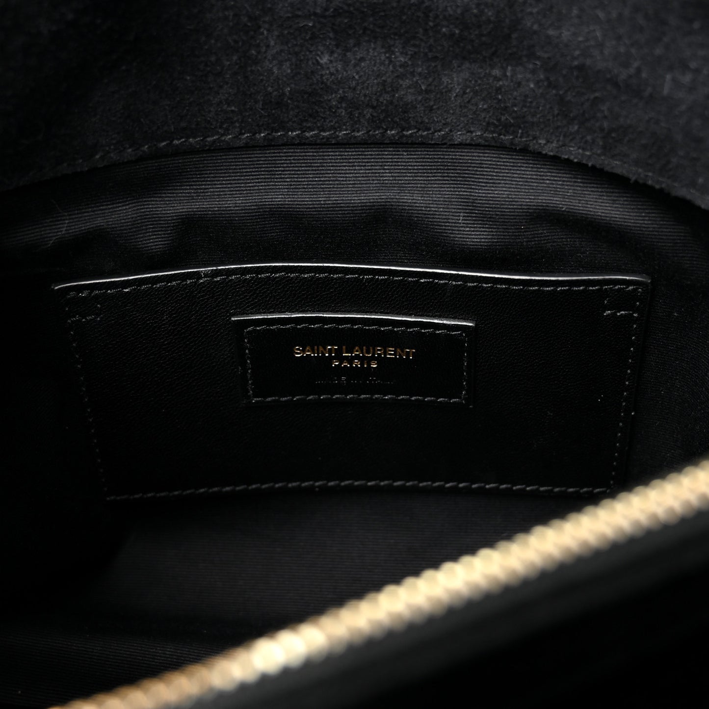 Suede Mixed Matelasse Triquilt Large Monogram Envelope Satchel Black