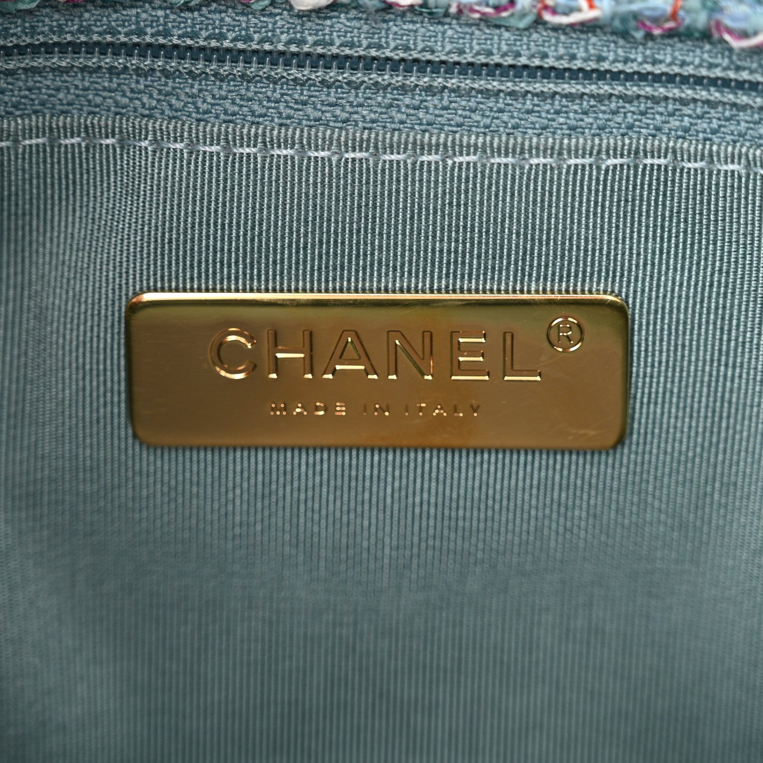 Chanel Tweed Quilted Medium Chanel 19 Flap Blue Multicolor 6 of 10