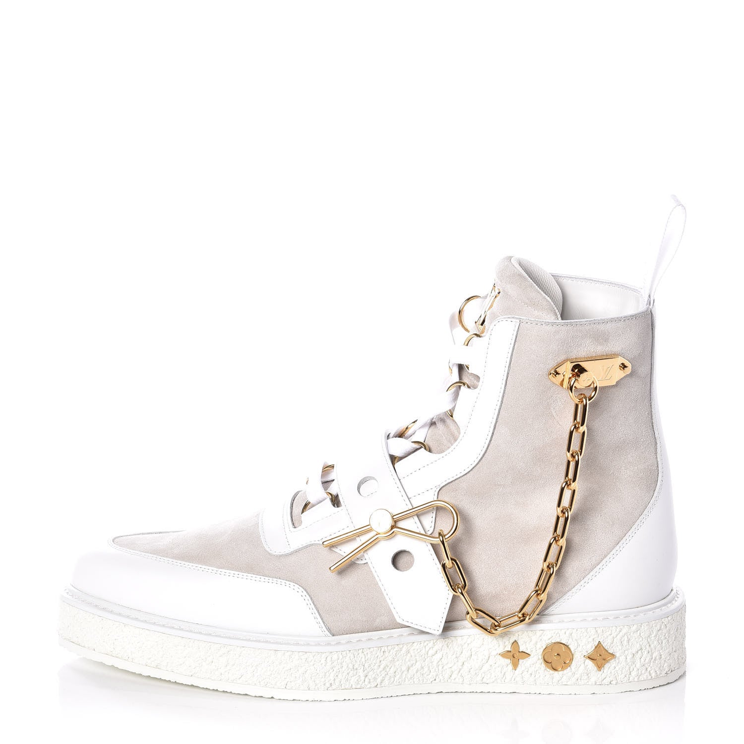 Louis Vuitton Calfskin Suede Mens Creeper Ankle Boots 9 White 1 of 10