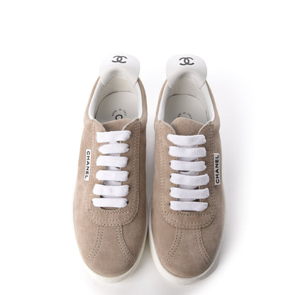 Chanel Suede Calfskin Womens Sneakers 36 Dark Beige 5 of 10