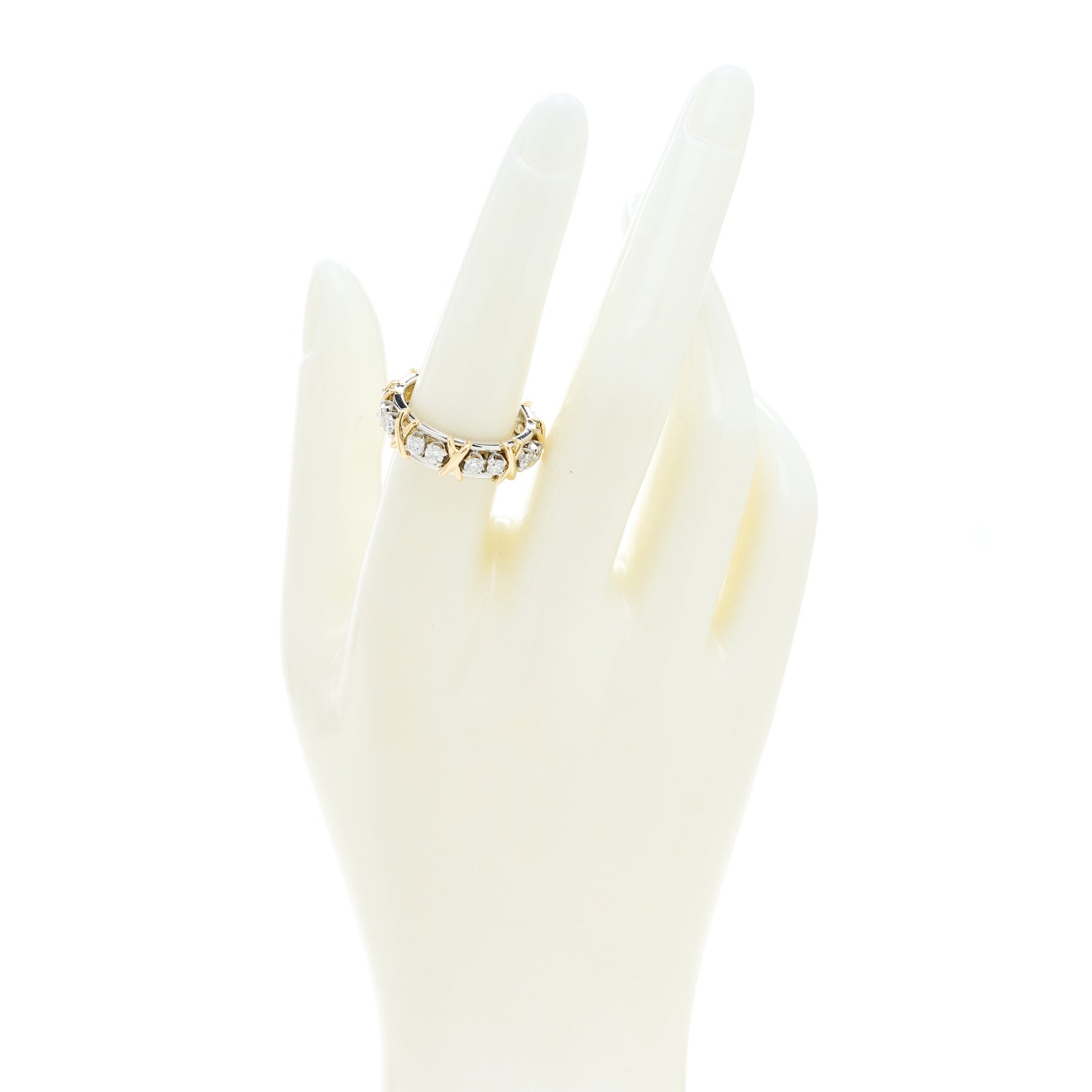 Tiffany Platinum 18K Yellow Gold Diamond Schlumberger Sixteen Stone Ring 55 7.25 2 of 6